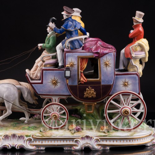 Большая фарфоровая композиция Карета, Volkstedt, Германия, до 1935 г.