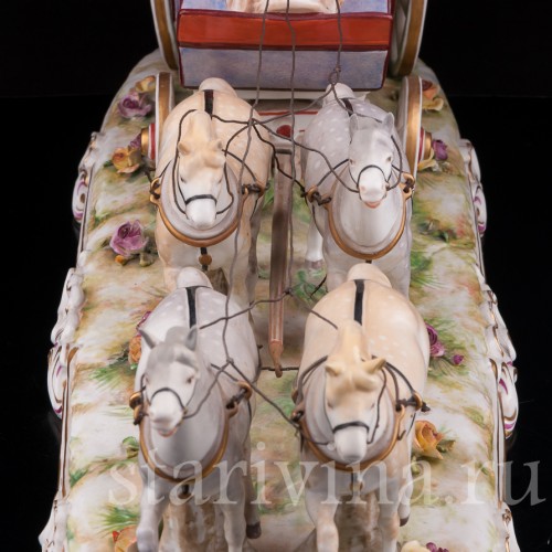 Большая фарфоровая композиция Карета, Volkstedt, Германия, до 1935 г.