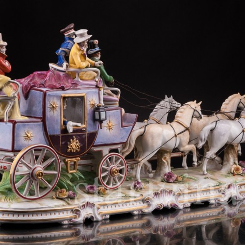 Большая фарфоровая композиция Карета, Volkstedt, Германия, до 1935 г.