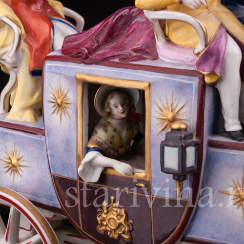 Большая фарфоровая композиция Карета, Volkstedt, Германия, до 1935 г.