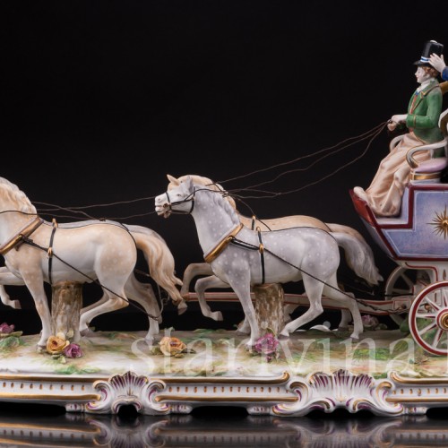 Большая фарфоровая композиция Карета, Volkstedt, Германия, до 1935 г.