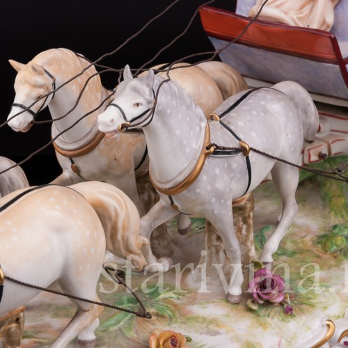Большая фарфоровая композиция Карета, Volkstedt, Германия, до 1935 г.