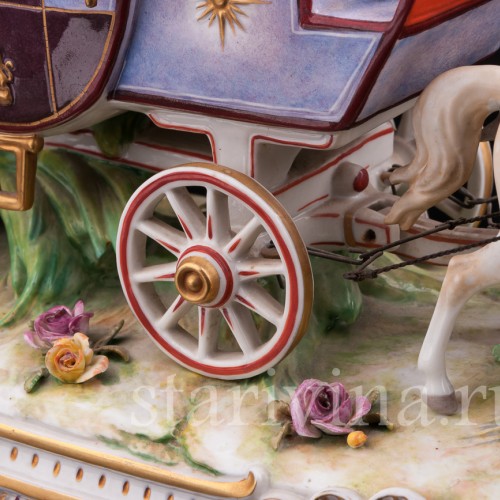 Большая фарфоровая композиция Карета, Volkstedt, Германия, до 1935 г.