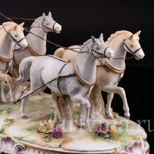 Большая фарфоровая композиция Карета, Volkstedt, Германия, до 1935 г.