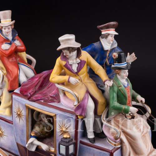 Большая фарфоровая композиция Карета, Volkstedt, Германия, до 1935 г.