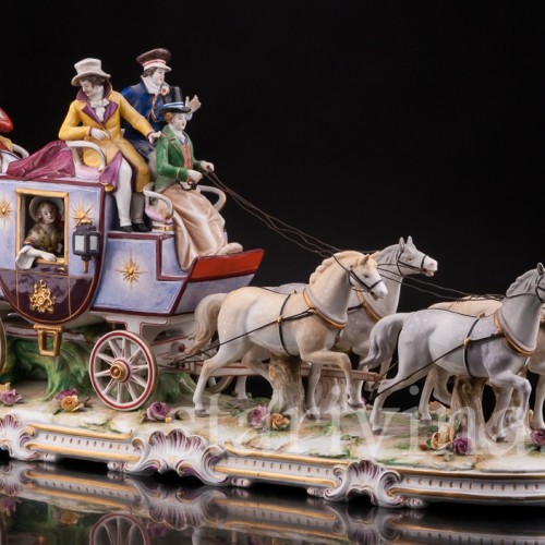 Большая фарфоровая композиция Карета, Volkstedt, Германия, до 1935 г.