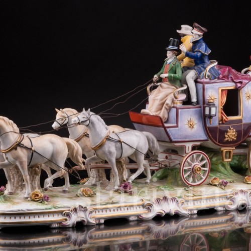 Большая фарфоровая композиция Карета, Volkstedt, Германия, до 1935 г.