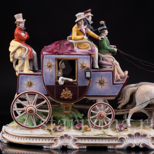Большая фарфоровая композиция Карета, Volkstedt, Германия, до 1935 г.