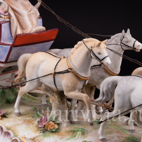 Большая фарфоровая композиция Карета, Volkstedt, Германия, до 1935 г.