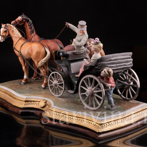 Большая композиция из фарфора Карета, Bruno Merli, Италия, сер. 20 в.