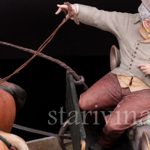 Большая композиция из фарфора Карета, Bruno Merli, Италия, сер. 20 в.