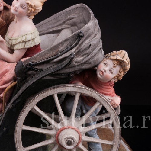 Большая композиция из фарфора Карета, Bruno Merli, Италия, сер. 20 в.