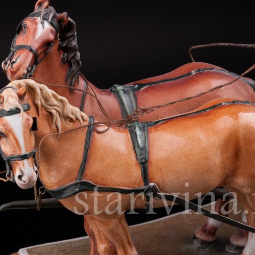 Большая композиция из фарфора Карета, Bruno Merli, Италия, сер. 20 в.