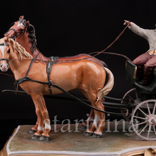 Большая композиция из фарфора Карета, Bruno Merli, Италия, сер. 20 в.