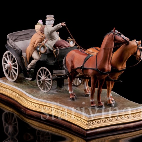 Большая композиция из фарфора Карета, Bruno Merli, Италия, сер. 20 в.