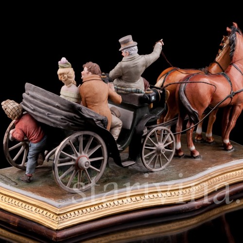 Большая композиция из фарфора Карета, Bruno Merli, Италия, сер. 20 в.