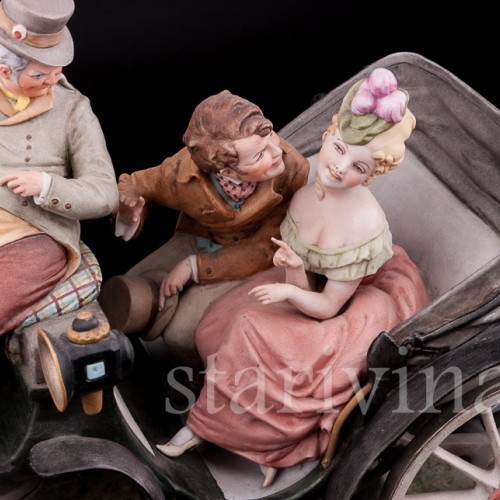 Большая композиция из фарфора Карета, Bruno Merli, Италия, сер. 20 в.