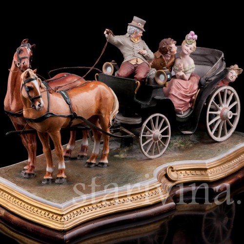 Большая композиция из фарфора Карета, Bruno Merli, Италия, сер. 20 в.