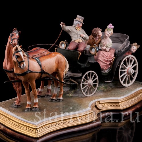 Большая композиция из фарфора Карета, Bruno Merli, Италия, сер. 20 в.