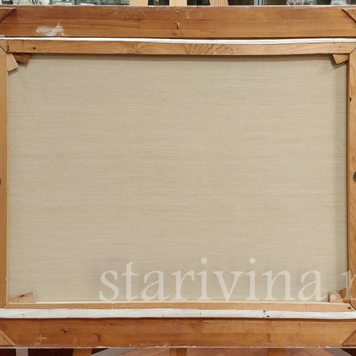 Картина маслом Пейзаж Охотники на лесной дороге, , сер. - вт. пол. 20 в.