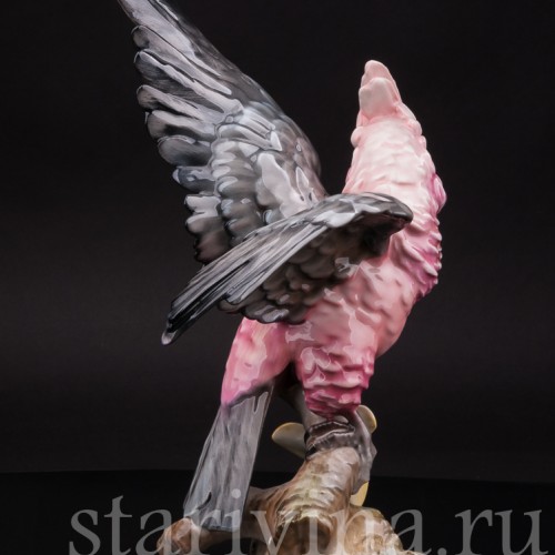 Статуэтка попугая из фарфора Какаду на орхидее, Hutschenreuther, Германия, 1970 г.