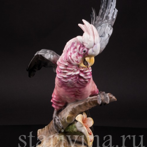 Статуэтка попугая из фарфора Какаду на орхидее, Hutschenreuther, Германия, 1970 г.