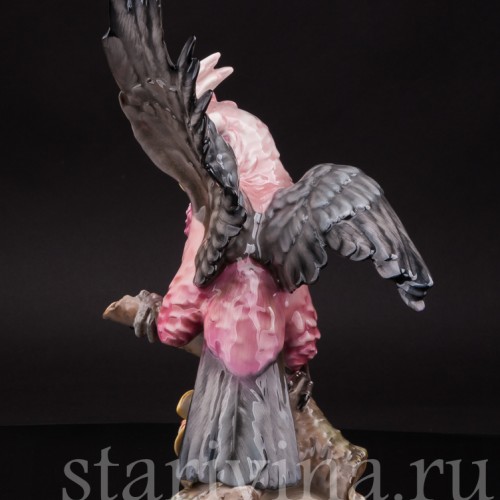 Статуэтка попугая из фарфора Какаду на орхидее, Hutschenreuther, Германия, 1970 г.