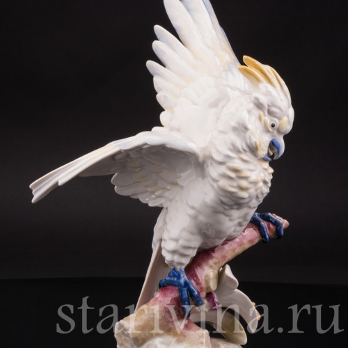 Фарфоровая статуэтка попугая Какаду на орхидее, Hutschenreuther, Германия, 1968-70 гг.