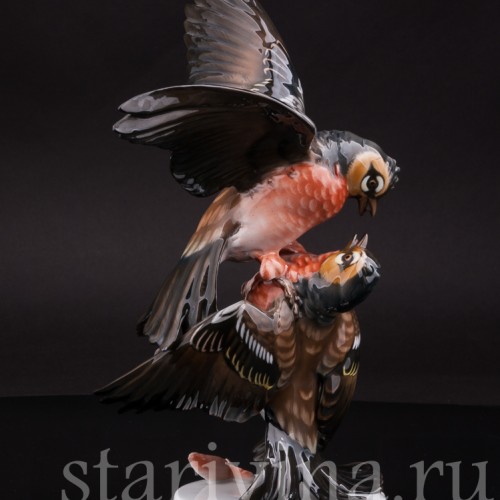 Фарфоровая статуэтка птиц "Зяблики-драчуны", Rosenthal, Германия, 1950 гг.