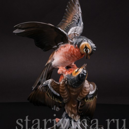 Фарфоровая статуэтка птиц "Зяблики-драчуны", Rosenthal, Германия, 1950 гг.