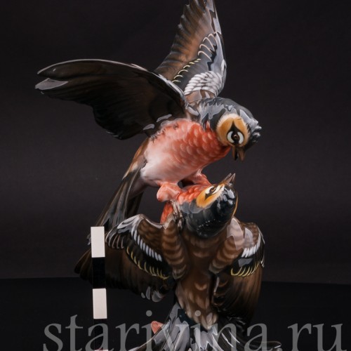 Фарфоровая статуэтка птиц "Зяблики-драчуны", Rosenthal, Германия, 1950 гг.