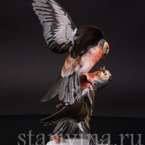 Фарфоровая статуэтка птиц "Зяблики-драчуны", Rosenthal, Германия, 1950 гг.