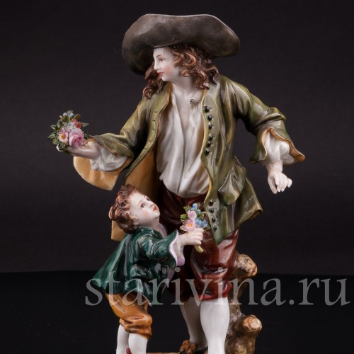 Фарфоровая статуэтка Мужчина с мальчиком, Тюрингия Германия, кон. 19 в., нач. 20 в.