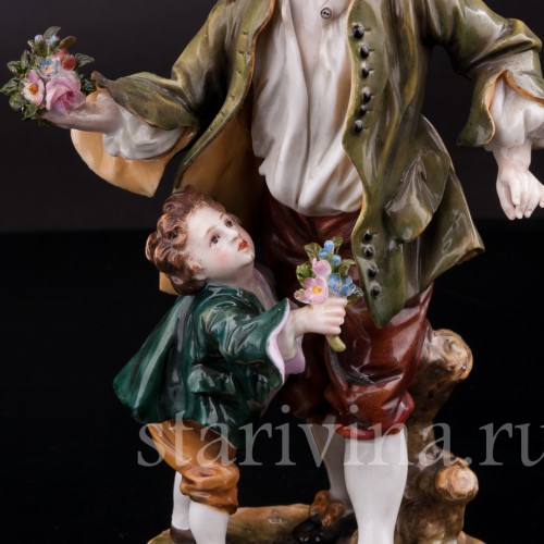 Фарфоровая статуэтка Мужчина с мальчиком, Тюрингия Германия, кон. 19 в., нач. 20 в.
