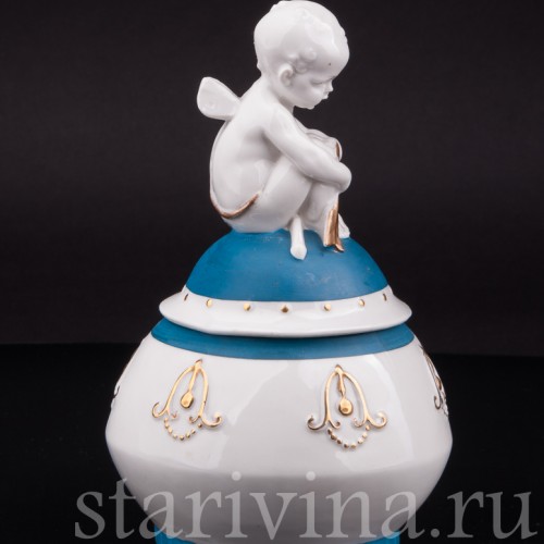 Фарфоровая Шкатулка Купидон, Hertwig & Co, Германия, 1920-30 гг.