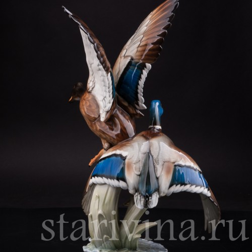 Фарфоровая фигурка птиц Взлетающие утки, Hutschenreuther, Германия, 1970 гг.