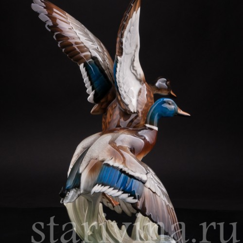 Фарфоровая фигурка птиц Взлетающие утки, Hutschenreuther, Германия, 1970 гг.