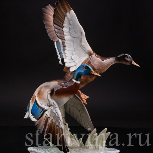 Фарфоровая фигурка птиц Взлетающие утки, Hutschenreuther, Германия, 1970 гг.