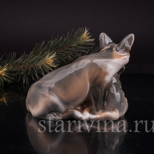 Фарфоровая статуэтка Лиса с лисятами, Royal Copenhagen, Дания, 1969-73 гг.