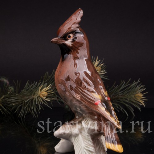 Фарфоровая статуэтка птицы Свиристель, Goebel, Германия, 1967 год.