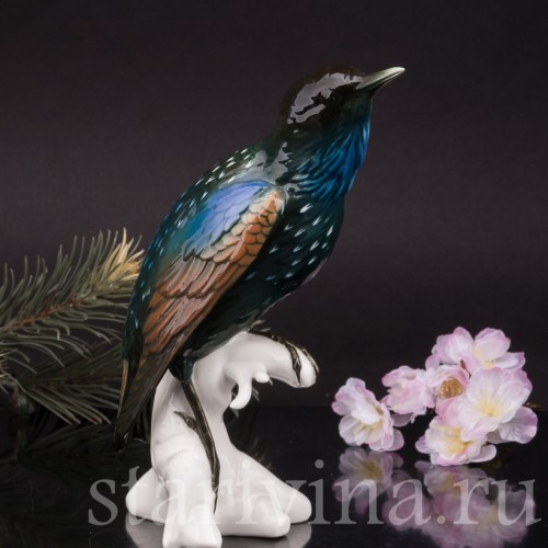 Фигурка птицы из фарфора Скворец, Karl Ens, Германия, сер. 20 в.