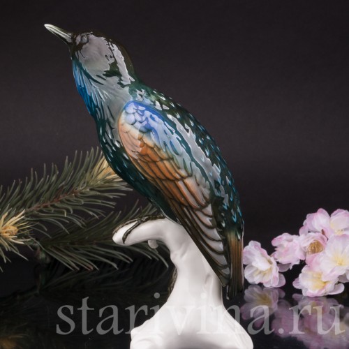 Фигурка птицы из фарфора Скворец, Karl Ens, Германия, сер. 20 в.