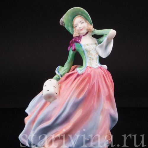 Фарфоровая статуэтка "Осенний ветерок", девушка с муфтой , Royal Doulton, Великобритания, пер. пол. 20 в.