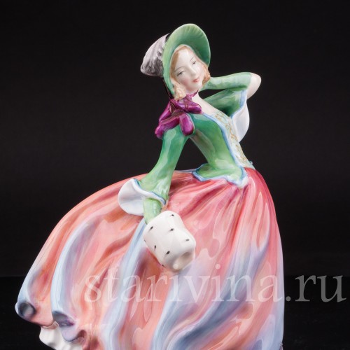 Фарфоровая статуэтка "Осенний ветерок", девушка с муфтой , Royal Doulton, Великобритания, пер. пол. 20 в.