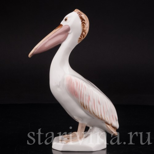 Фарфоровая статуэтка птицы Пеликан, Royal Dux, Чехия, 1960-78 гг.