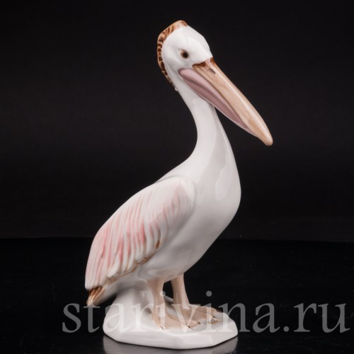 Фарфоровая статуэтка птицы Пеликан, Royal Dux, Чехия, 1960-78 гг.