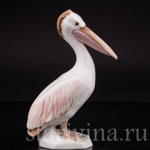 Фарфоровая статуэтка птицы Пеликан, Royal Dux, Чехия, 1960-78 гг.