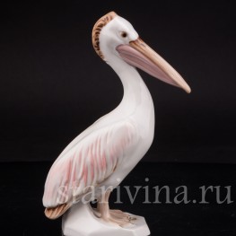 Фарфоровая статуэтка птицы Пеликан, Royal Dux, Чехия, 1960-78 гг.