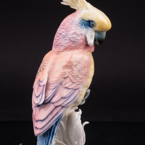 Статуэтка птицы из фарфора Попугай какаду на кукурузе, Karl Ens, Германия, 1920-30 гг.