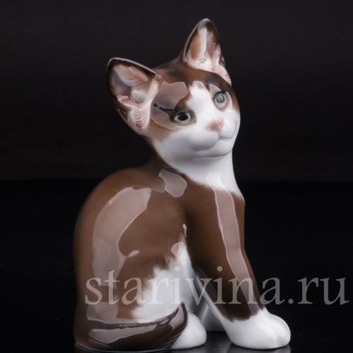 Фигурка из фарфора Сидящий котенок Rosenthal, Германия, 1950-60 гг.
